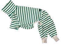 ■即納：ウィペットMサイズ/Lサイズ　半袖タイプロンパース（コットンボーダーグリーン）