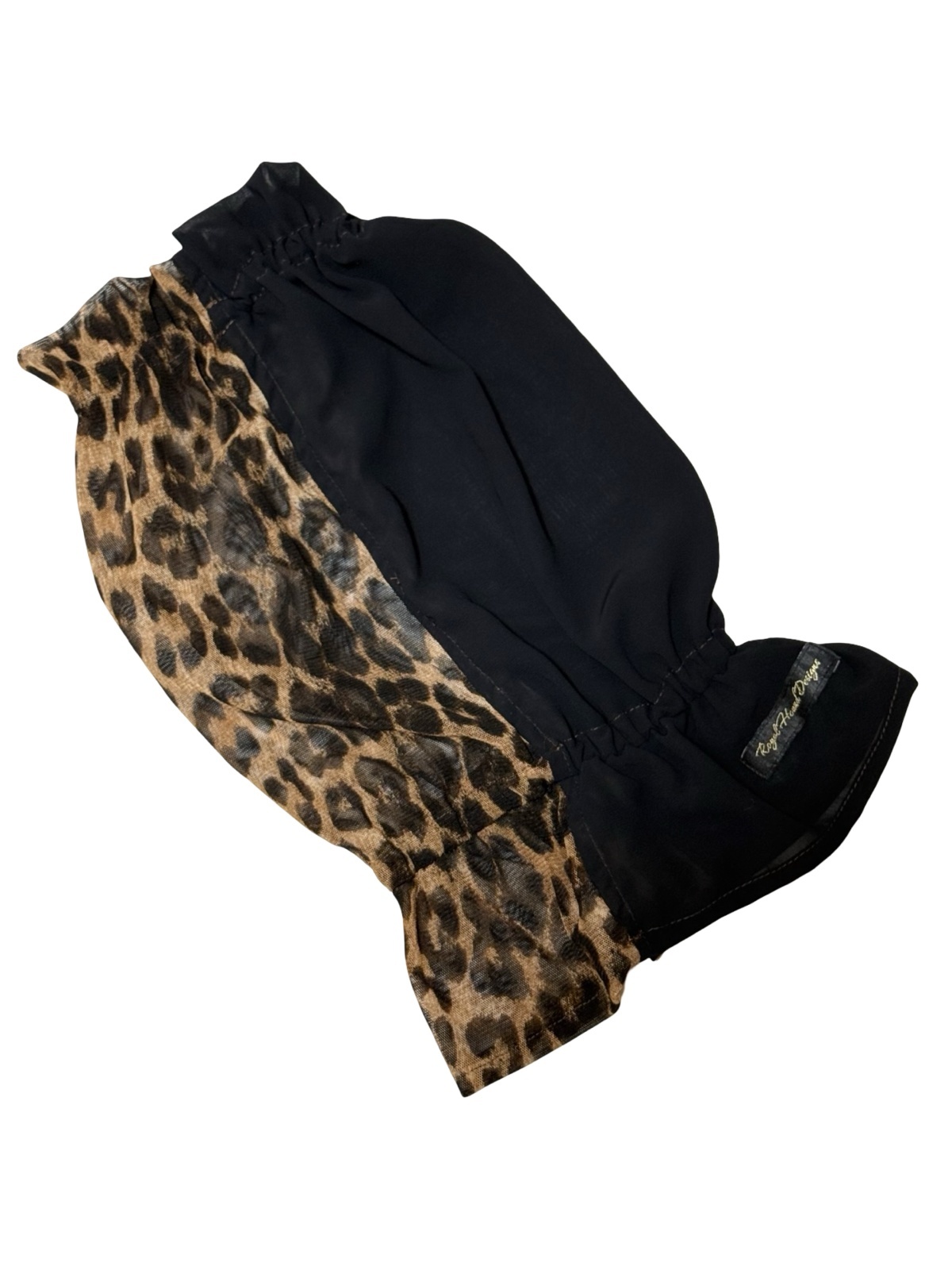 スヌードゴム２本タイプ（ハーフメッシュレオパード×シフォンブラック）