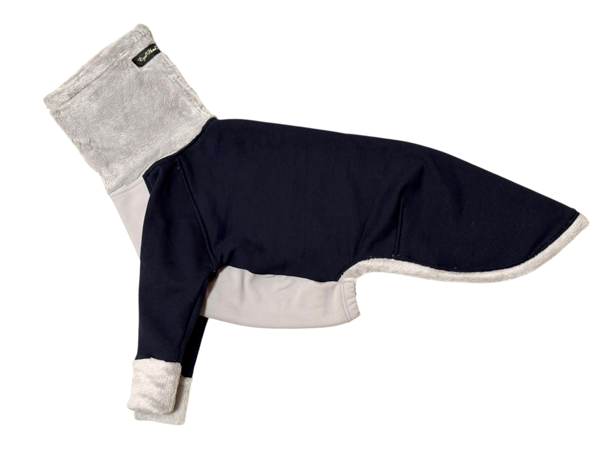 ■即納：ウィペットMサイズ/34/60/50(11~12キロ）　シルバーヒートボア×ネイビー起毛ラグラン