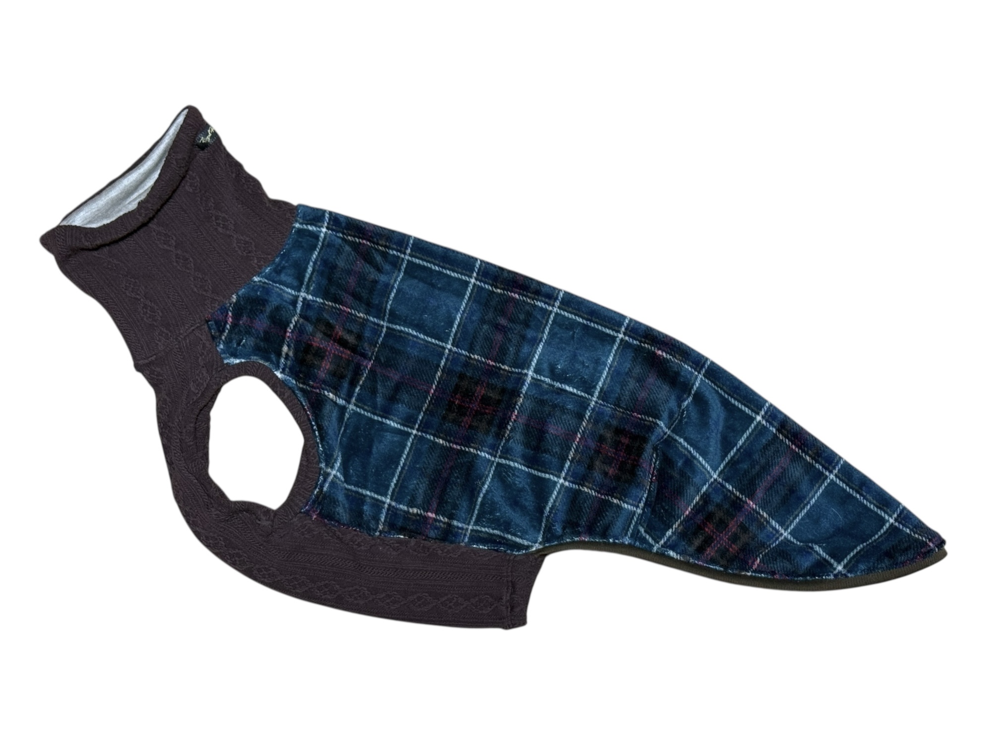 内張りウール混ニット　アラン×　クラシックタータンフランネルトップ